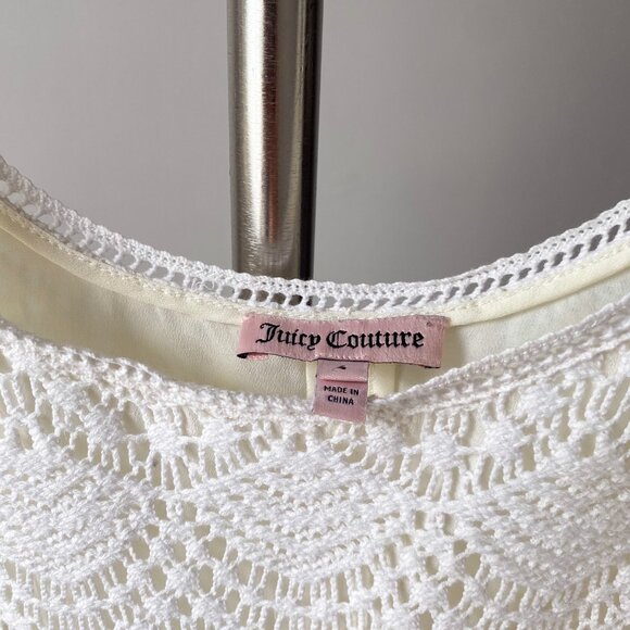 ☀️ White Crochet Lace Mini Tank Dress – Relaxed Fit Juicy Couture Size 4 - Picture 4 of 7